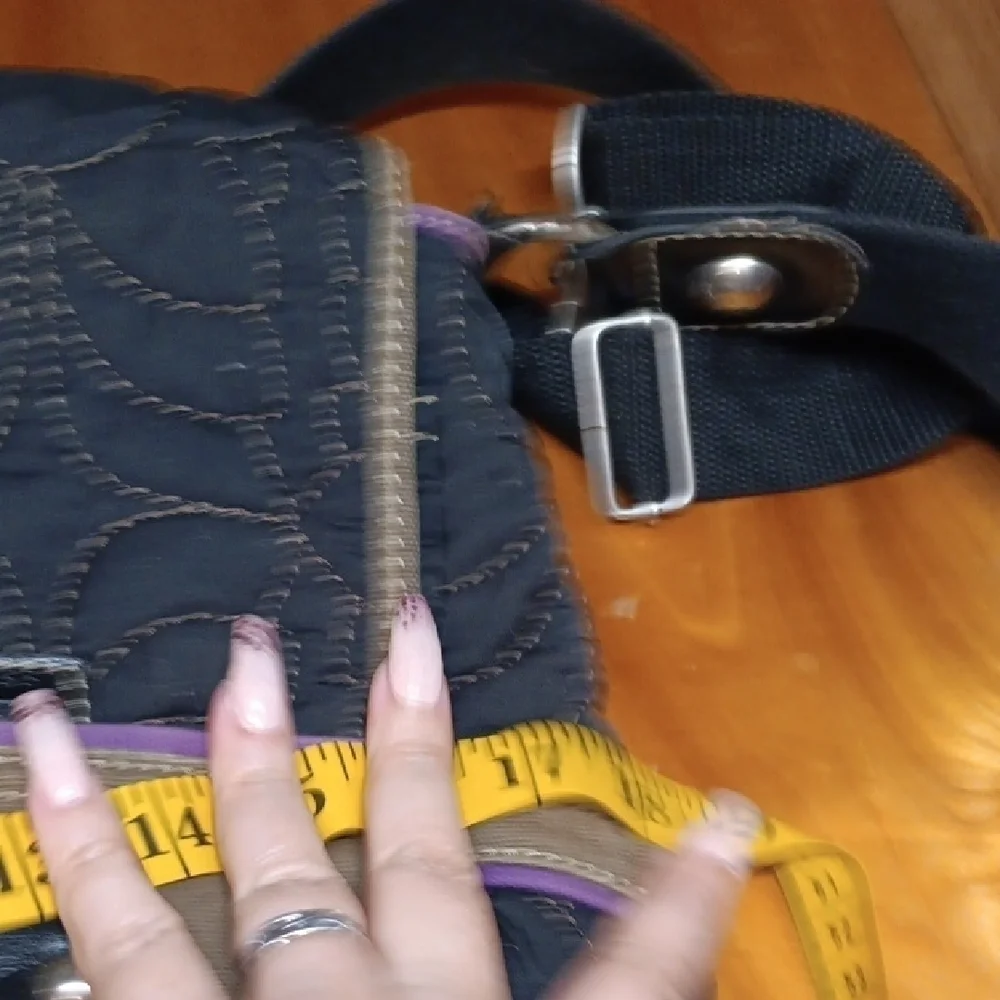 Black and Brown Messenger Bag with Textured Design and Fossil Key-per Bag